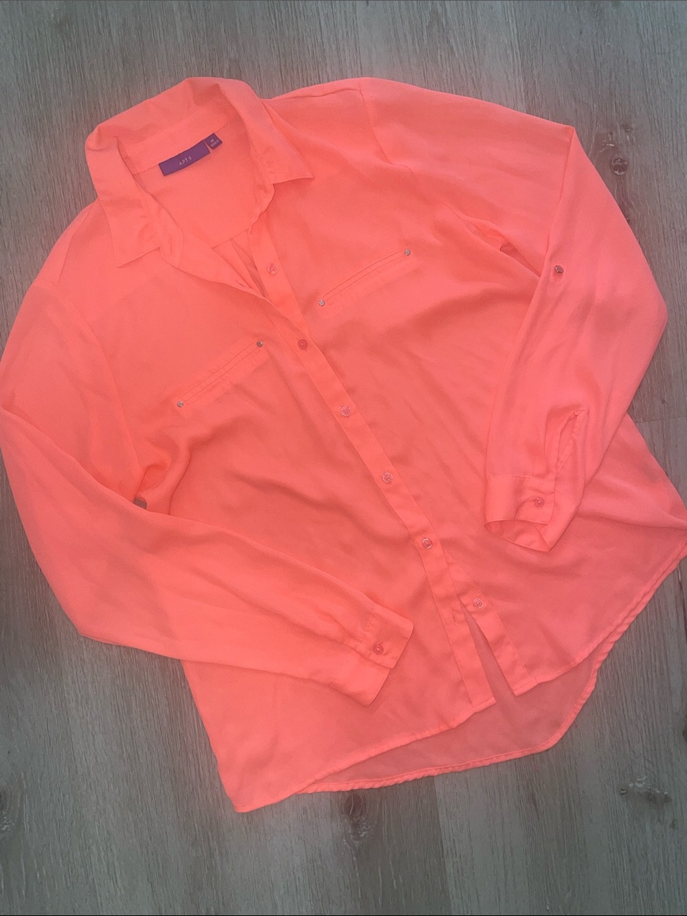Apt. 9 Neon Coral Button-Front Blouse